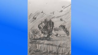 LANDSCAPE DRAWING  Scenery Drawing  Pencil Sketch Drawing  Pencil Shading Drawing [upl. by Enirtak]