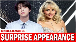 Did BTS Jin surprise fans with an unexpected appearance at Sabrina Carpenters concert [upl. by Arekahs]