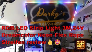 RGB LED Strip Light 3M24V Dreamcolor Neon Flex Rope Streifen review👍🤩 [upl. by Dyun767]