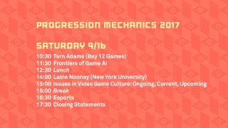 Progression Mechanics 2017 Day 2 [upl. by Eta]