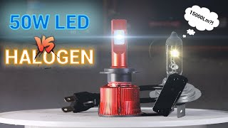 50W LED vs HALOGEN  Endurance amp light output test  Bevinsee H7 VC Cooling [upl. by Gentry]