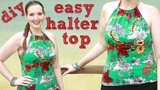 How to Make a Halter Top without a Pattern  Easy Sewing Projects for Beginners [upl. by Llehcar919]