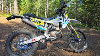 Husqvarna FE350s Fall Ride  Pavement Gravel Roads and Single Track [upl. by Enaoj]