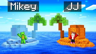 Mikey ICE vs JJ FIRE Island Survival Battle in Minecraft Maizen [upl. by Nebeur]