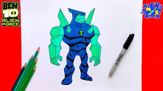 Ben 10 Diamond Head Drawing  How to Draw Diamond Head from Ben 10 Alien Force [upl. by Nyrak]