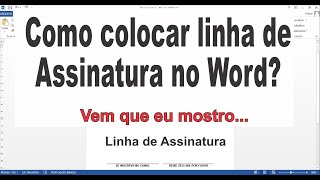 Linha de Assinatura no Word  Fácil e Rápido [upl. by Hetti]