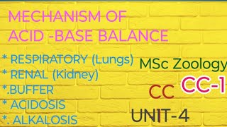 Acid Base Balance MSc ZoologySemester 1CC1Unit 4 [upl. by Attelocin]