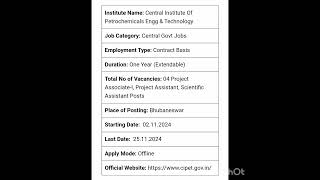 CIPET Recruitment 2024 04 Scientific Assistant Posts Apply Now [upl. by Annairam]