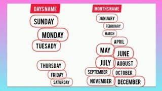 Learn days name and months name  Learn days of the week Months name for kids  Months of the year [upl. by Notxam568]