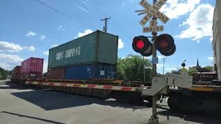 Canadian National 3865 Intermodal Train South Arcadian Ave Railroad Crossing Waukesha WI [upl. by Rintoul]