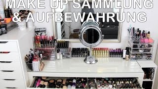 MAKE UP SAMMLUNG amp AUFBEWAHRUNG  Schminktisch Update 2016  IKEA Möbel Alex amp Malm [upl. by Odlanyar666]