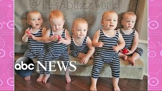 Americas First AllFemale Quintuplets Visit on GMA [upl. by Einnor]