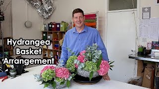 Hydrangea Basket Arrangement  How To Make [upl. by Waldner]