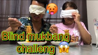 Blind mukbang challenge  wife and husband mukbang 🥵 [upl. by Hilarius]