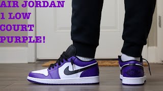 REVIEW AND ON FEET OF THE AIR JORDAN 1 LOW “COURT PURPLE 20” [upl. by Nixon]