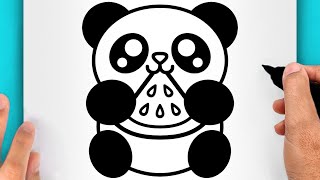 DISEGNI FACILI COME DISEGNARE UN PANDA KAWAII VIDEO DI DISEGNI [upl. by Hanley]