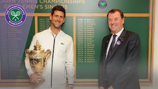 Wimbledon 2019 Champion Novak Djokovic walks through Centre Court [upl. by Lydnek]