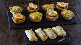 Canapés con obleas de empanadillas al horno  Tres recetas diferentes fáciles y ricas [upl. by Issi]