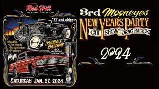 Mooneyes New Years Party 2024  Drag Race  Car Show  Irwindale Speedway [upl. by Llehsyt]