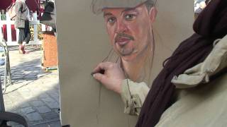 A Pastel portrait demonstration by place du tertre artist Agnes mpg [upl. by Quinn440]