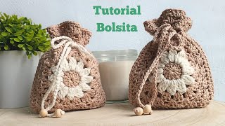 BOLSITA Granny Margarita a crochet  Ganchillo  Bolsita fácil  Tutorial paso a paso [upl. by Llenrahc]