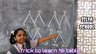 Trick🧙🏿‍♂️🧙🏿‍♂️ to learn 16 table in maths done by SILPA SCHOOL students 🫡🫡 [upl. by Darlene]