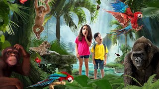 Tropical Wild Animals for Kids  Educational video  Atrin and Sorens Rainforest Animal Adventure [upl. by Loss]