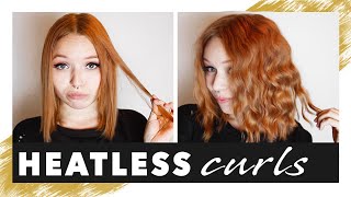 Overnight curls for short hair  Heatless beach waves  NO HEAT TUTORIAL [upl. by Osyth]