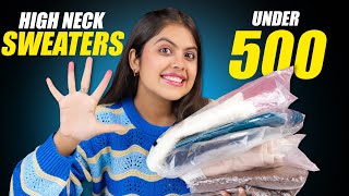 Best Myntra Basic Highneck Sweaters Under 500  Myntra Haul Review 2023  ONE CHANCE WOMEN [upl. by Ambur]