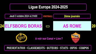 ELFSBORG BORAS  AS ROME  2ème journée  Ligue Europa 20242025 [upl. by Freemon111]