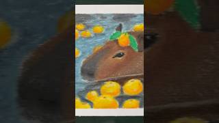 Did you get your daily dose of vitamin C🍊 capybara art artist smallbusiness oilpastel [upl. by Eylrac]