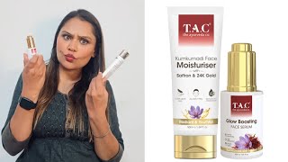 theayurvedacompany Glow Boosting Face Serum and Kumkumadi Face Moisturizer review  Hindi [upl. by Kare]