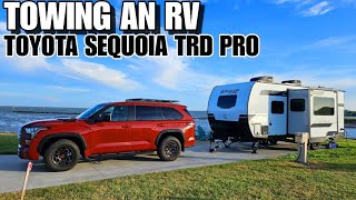 RV TOWING TEST 2024 Toyota Sequoia TRD Pro [upl. by Pantin]