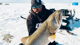 Ice fishing for REALLY BIG Lake Trout Incredible underwater footage PB on ICE [upl. by Savil]