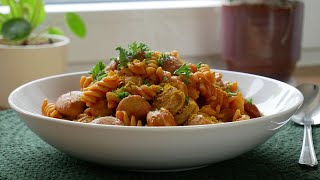 Currywurst One Pot Pasta Rezept  One Pot Pasta quotCurrywurst Stylequot Recipe  ENG SUBS [upl. by Dinesh]