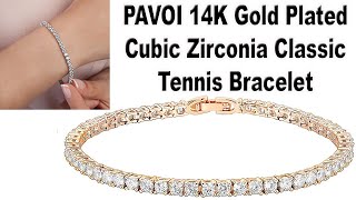 GoldBracelet PAVOI 14K Gold Plated Cubic Zirconia Classic Tennis Bracelet Gold Bracelets for Women [upl. by Lanny862]