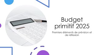 Budget primitif 2025  Premiers éléments de prévision et de réflexion [upl. by Eniahpets491]