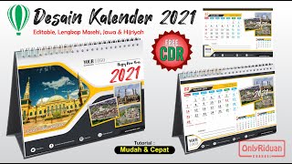 Desain Kalender Duduk 2021 dengan CorelDraw Free CDR  Calendar Template [upl. by Sheilah]