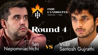 Round 4  Ian Nepomniachtchi  Vidit Gujrathi  FIDE Candidates 2024 [upl. by Koral]