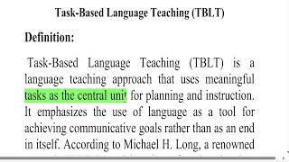 Task Based Language Teaching TSC Preparation [upl. by Gamaliel]