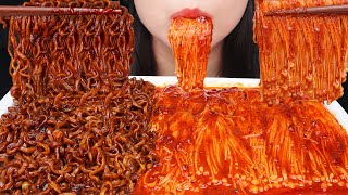 ASMR SPICY ENOKI MUSHROOM 🔥 SPICY BLACK BEAN NOODLE SAMYANG JJAJANG  MUKBANG ASMR EATING SOUNDS [upl. by Treble]