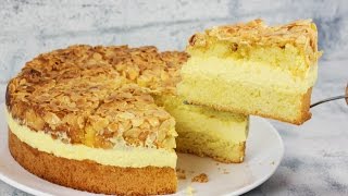 BESTES Bienenstich Rezept  Bienenstich Torte mit Vanillecreme [upl. by Ynitsed910]