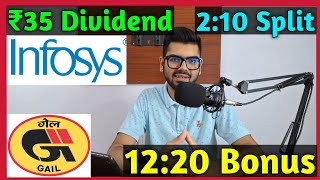 Gail India  Infosys Ltd • Stocks Declared High Dividend Bonus amp Split With Ex Dates [upl. by Esilegna911]