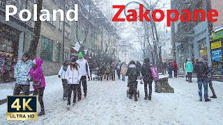 Zakopane Poland 🇵🇱 4K Winter Heavy Snowfall January 2022 [upl. by Tybalt]