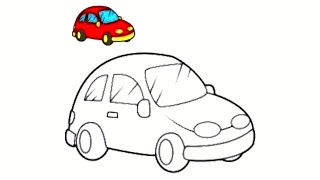 How to Draw a Car Kids Drawing Step By Step Easy Drawing [upl. by Melloney]