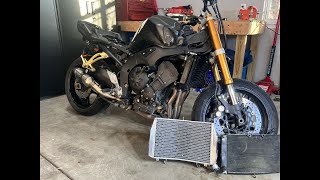 Replacing a Motorcycle Radiator  2008 Yamaha FZ1 [upl. by Evy991]