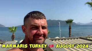 A tour around Marmaris Beach Front Turkey 🇹🇷 in August 2024 [upl. by Nooj912]