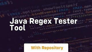 java regex tester tool [upl. by Brittany]