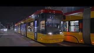 Poland Warsaw tram 7 night ride from Bitwy Warszawskiej to OchTeatr [upl. by Keare]