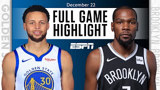 Golden State Warriors vs Brooklyn Nets FULL GAME HIGHLIGHTS  NBA on ESPN [upl. by Tneicniv]